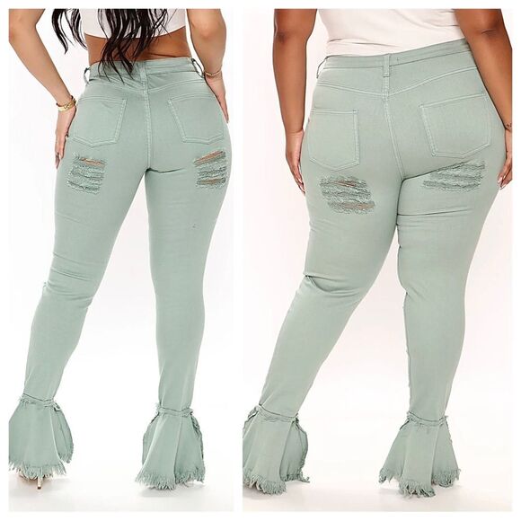 Fashion Nova Fray What You Mean Flare Leg Jeans 20 - Picture 3 of 10